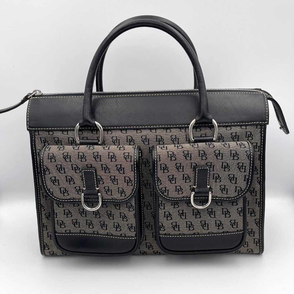 Dooney & Bourke Gray Canvas with Black Leather Trim